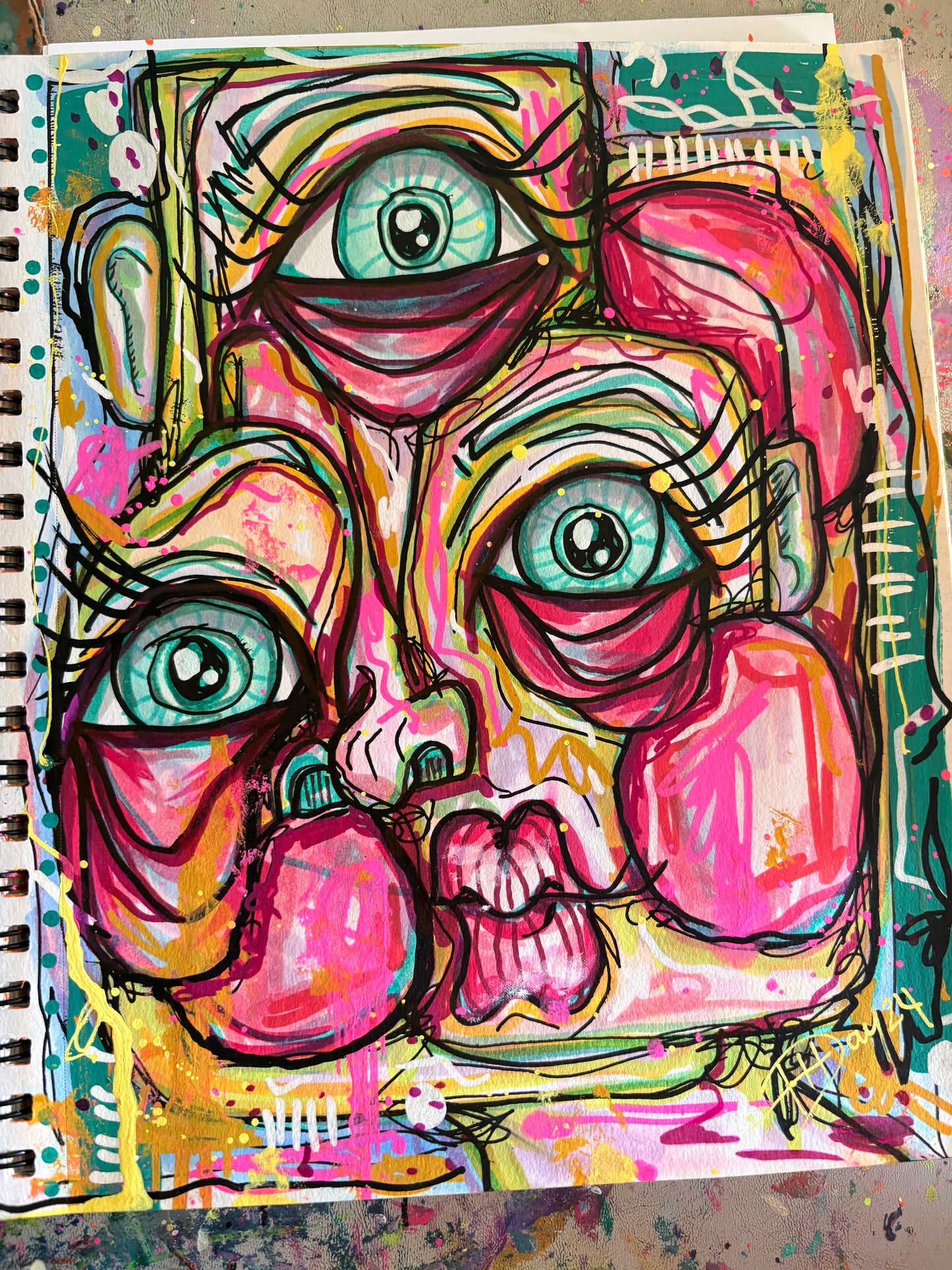 8.5 x 11 Mixed Media Cubism portrait