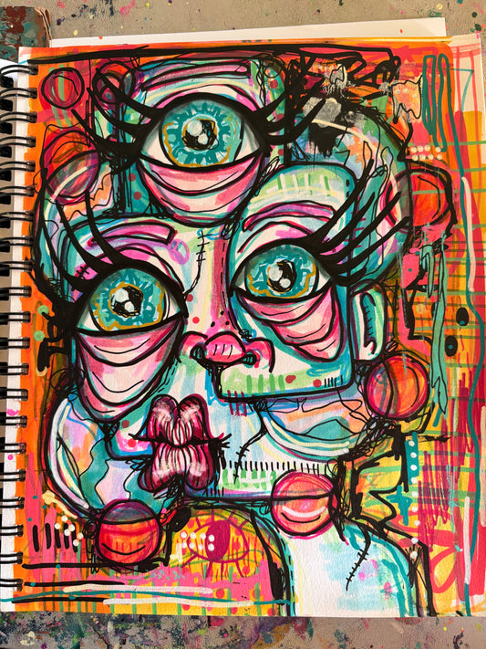8.5x11 Mixed Media Abstract Art