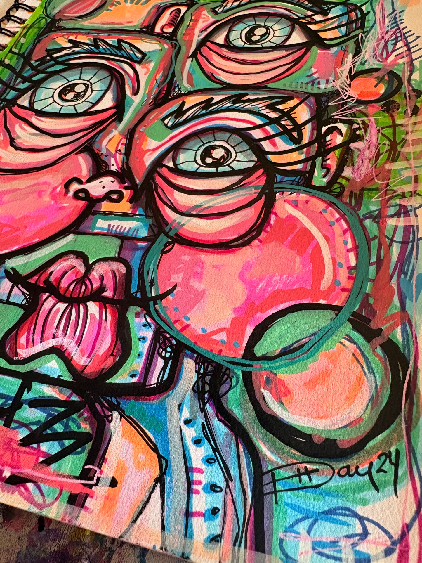 8.5x11 Mixed Media Abstract Cubism Art