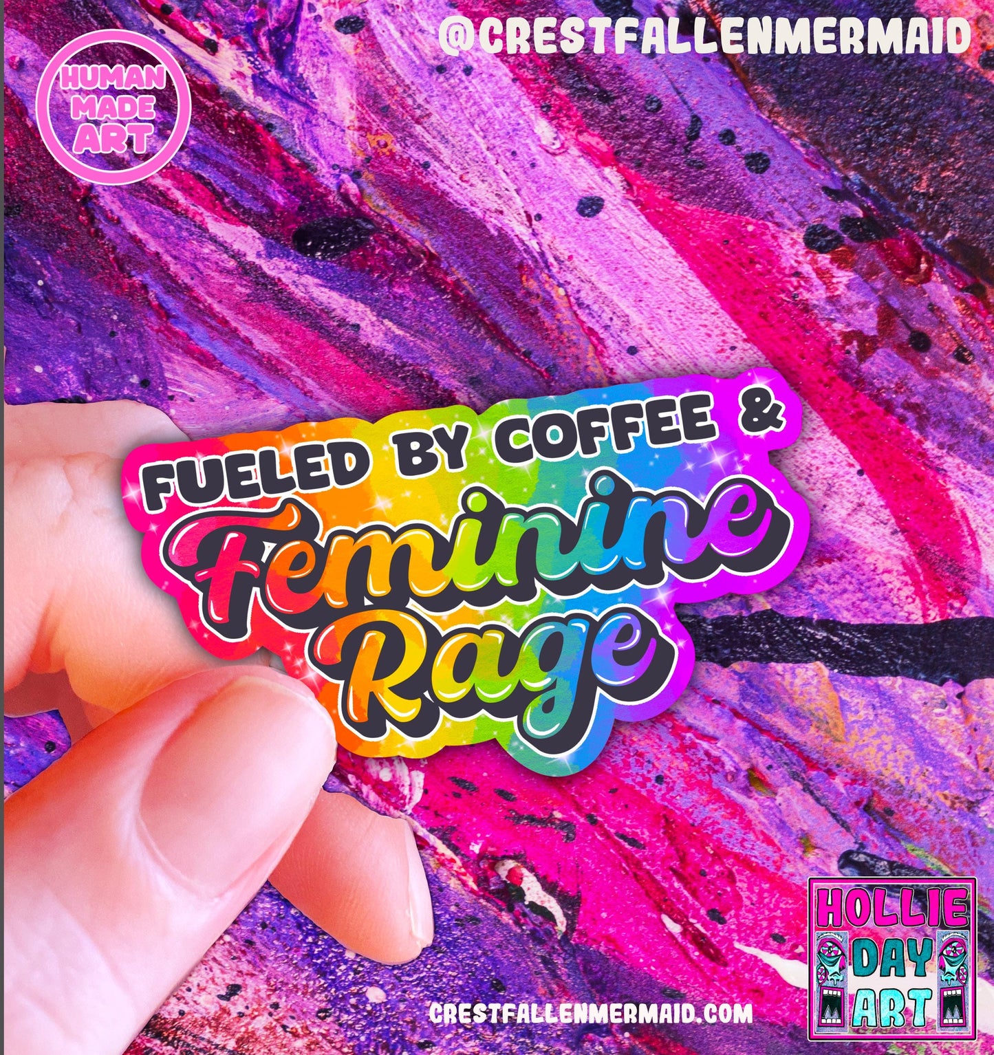 Handmade Sparkly Feminist Rage Sticker