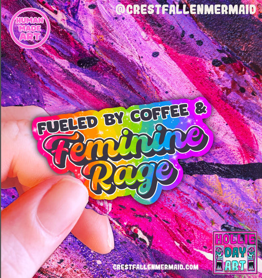 Handmade Sparkly Feminist Rage Sticker