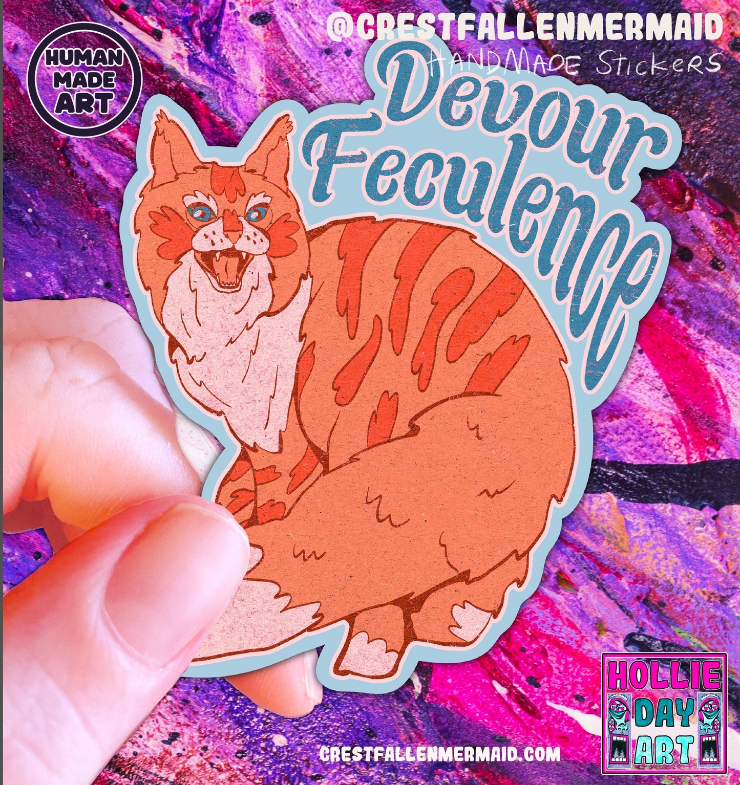 Handmade Sparkly Devour Feculence Cat Sticker