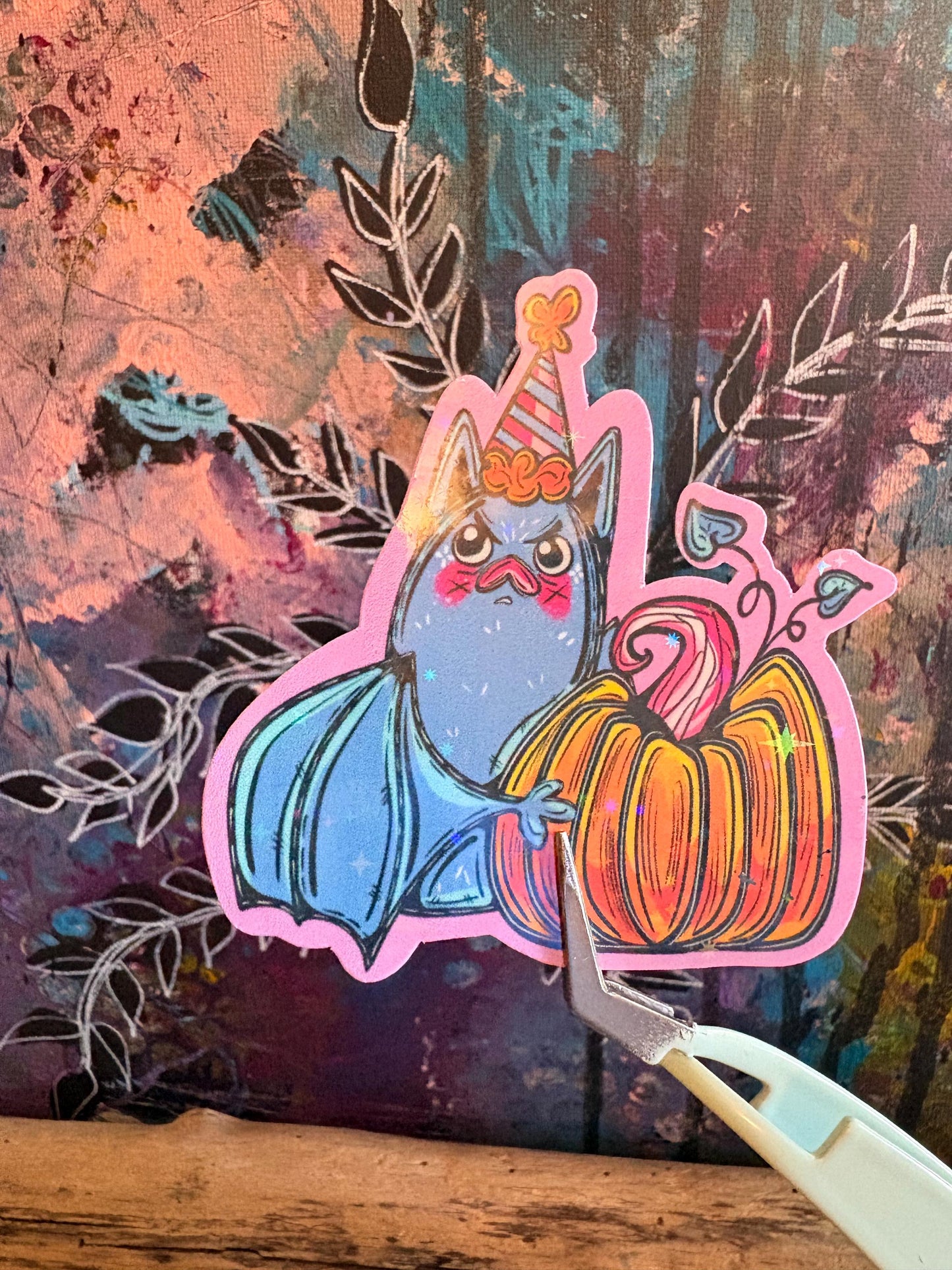 Holographic Bat Sticker: Spooky Halloween Familiar