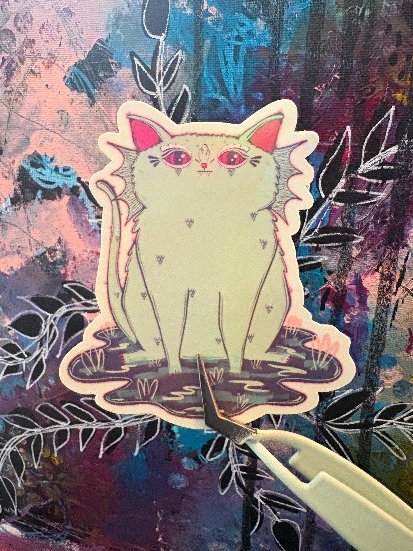 Handmade Swamp Cat  Sticker - Cat Sticker: Hand Drawn Animal Art