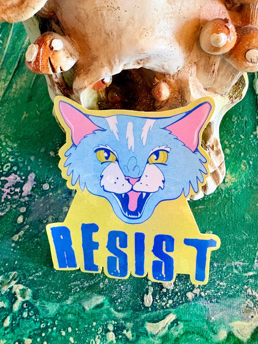 Handmade Resist Cat Sticker (holographic)