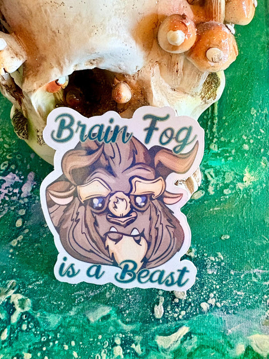 Human Drawn Brain Fog Sticker: Handmade Beast Sticker | Chronic Illness Awareness