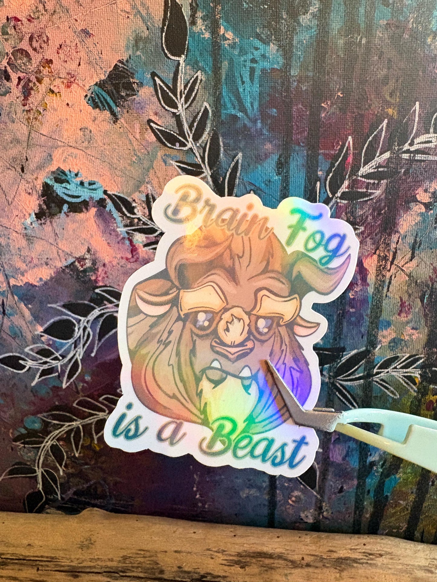 Human Drawn Brain Fog Sticker: Handmade Beast Sticker | Chronic Illness Awareness