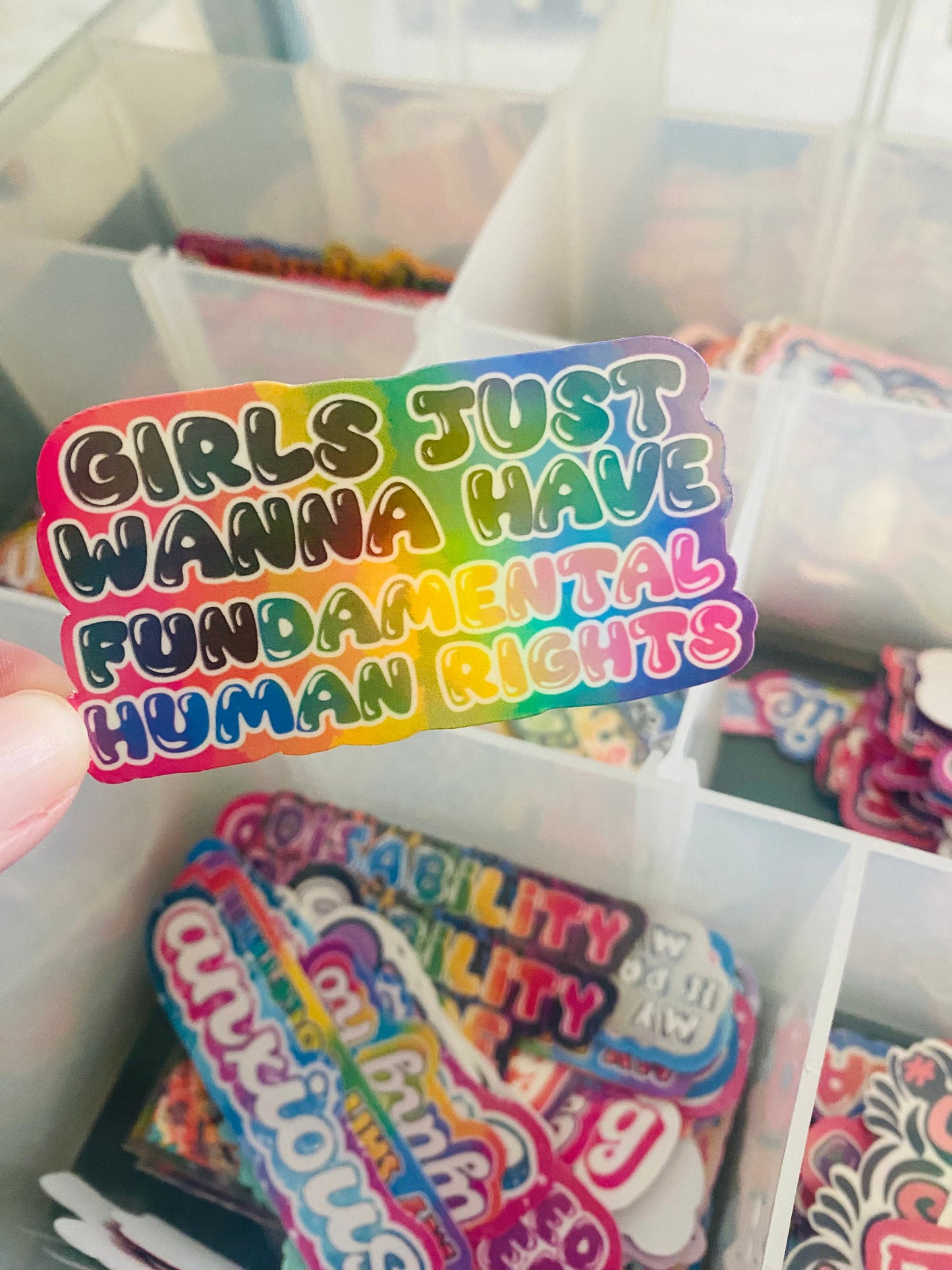 Handmade Girls Just Wanna Have Human Rights Sticker