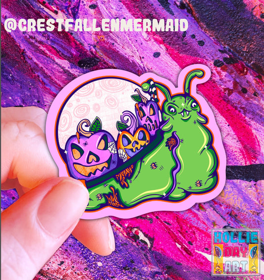 Handmade Sparkly Boogey Monster Snail Holographic Sticker - Hollie Day Art