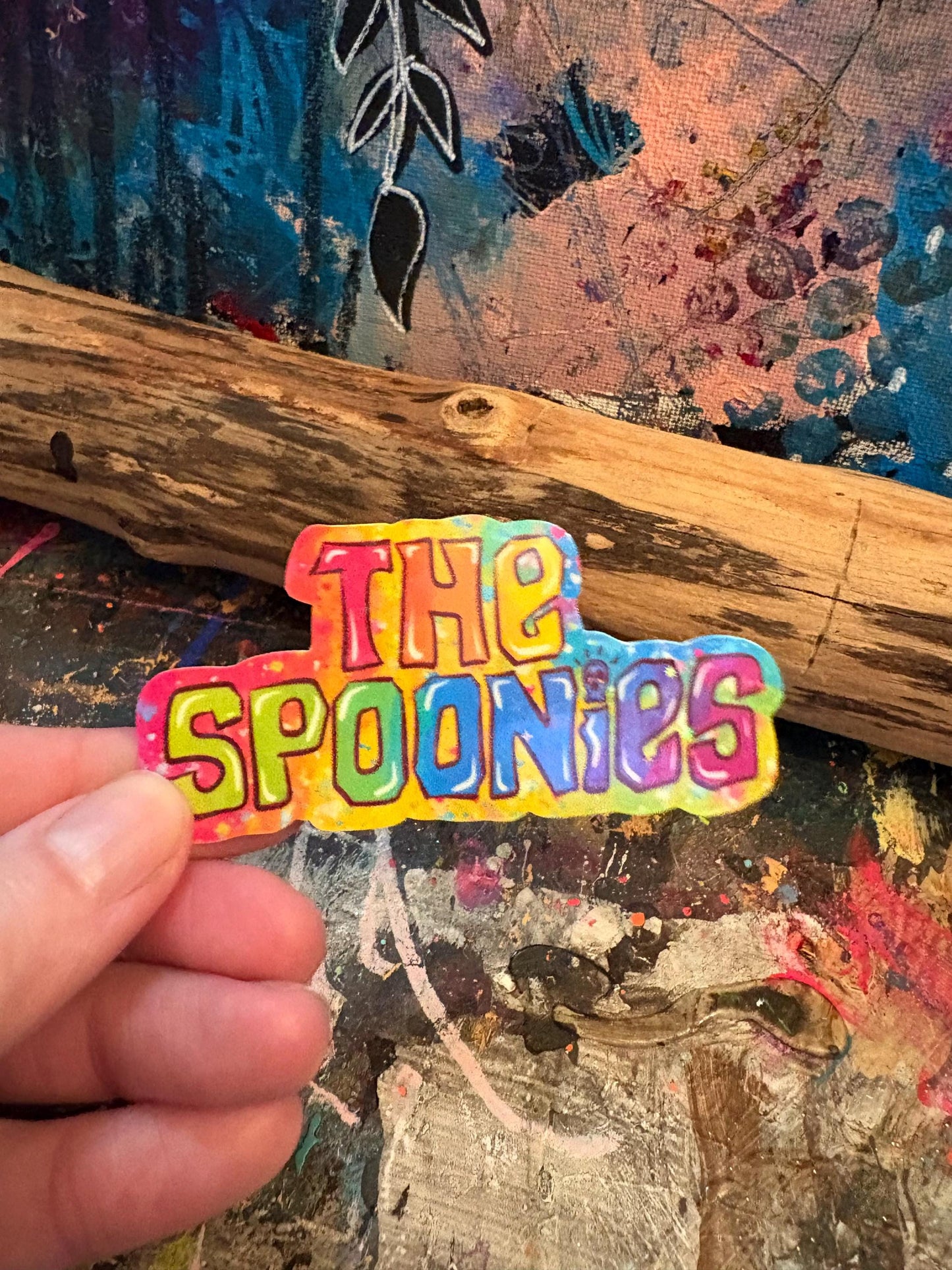 Handmade Spoonies Sticker: Sparkly Holographic Chronic Illness Art
