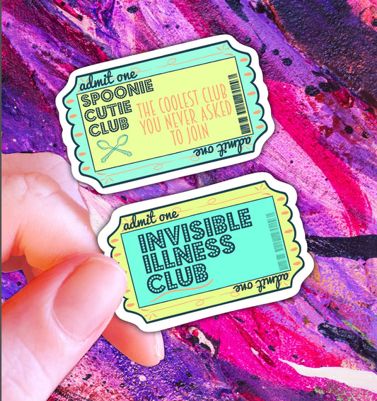 Handmade Sparkly Spoonie Sticker Set: Holographic Invisible Illness Awareness