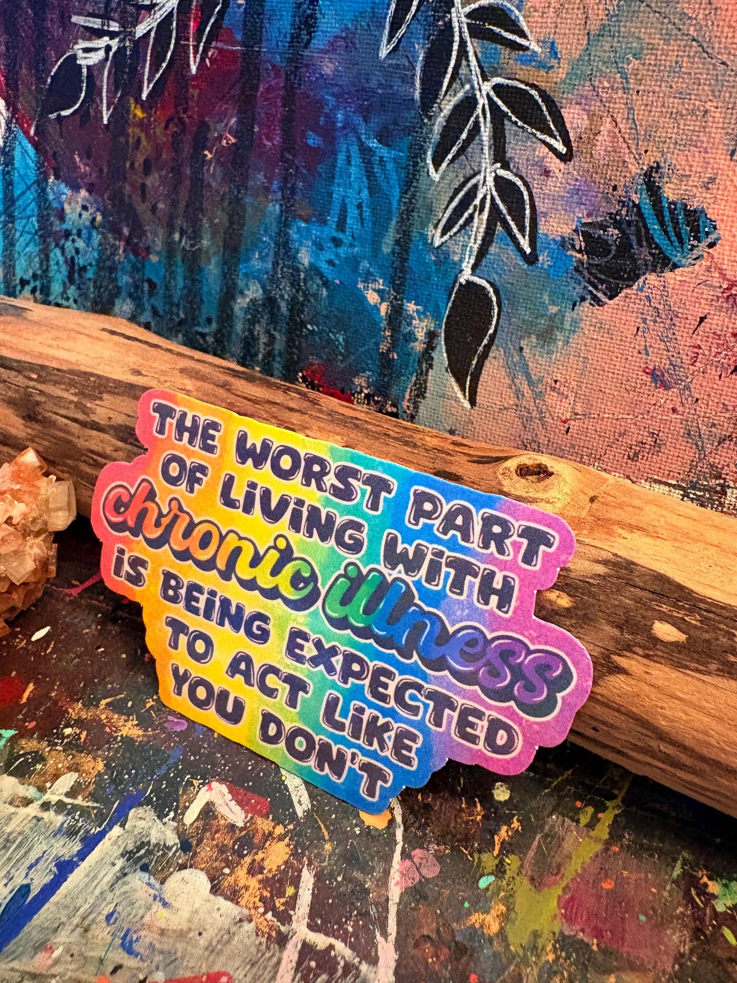 Handmade Holographic Spoonie Sticker: Chronic Illness, Disability Acceptance | Hollie Day Artist