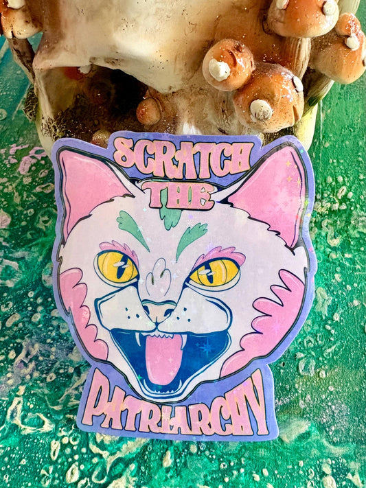 Handmade Scratch the Patriarchy Sticker (sparkly)