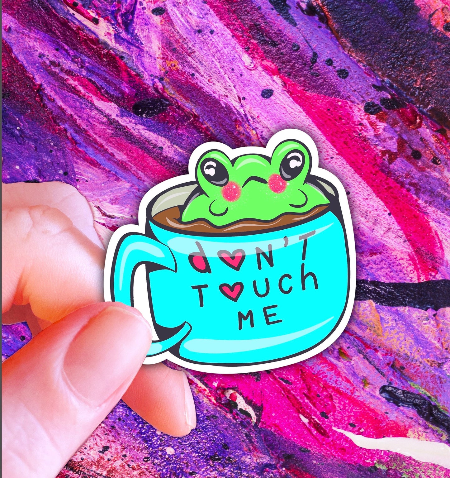 New Don’t Touch Me Frog Sticker | Cute Kawaii Frog Sticker | Neurospicy  Sticker | Frog Sticker | Holographic Sticker | ADHD Sticker