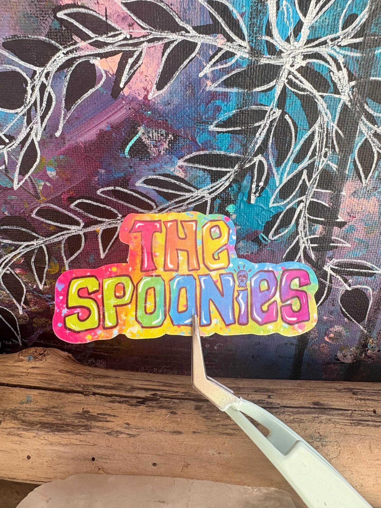 Handmade Spoonies Sticker: Sparkly Holographic Chronic Illness Art