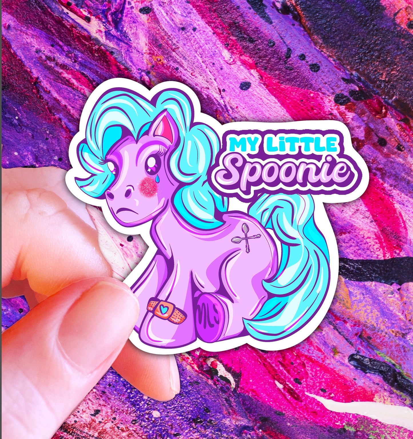My Little Spoonie Sticker: Chronic Illness Awareness, Purple Pony
