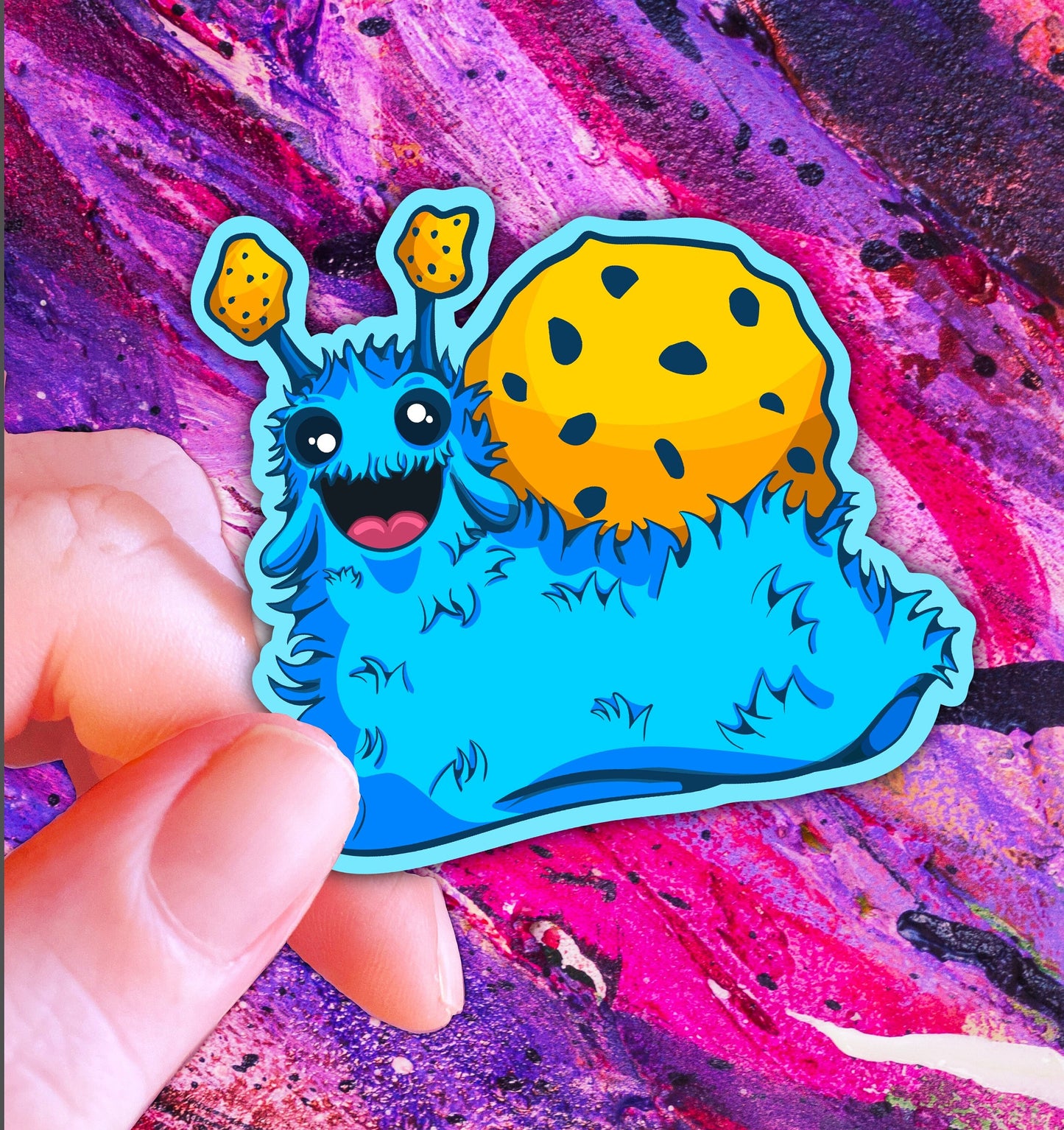 Handmade Cookie Snail Sticker | Holographic Monster Art