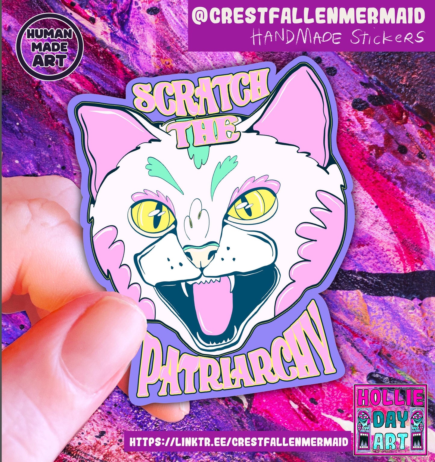 Handmade Scratch the Patriarchy Sticker (sparkly)
