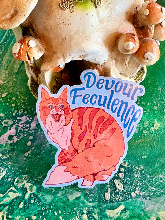 Handmade Sparkly Devour Feculence Cat Sticker
