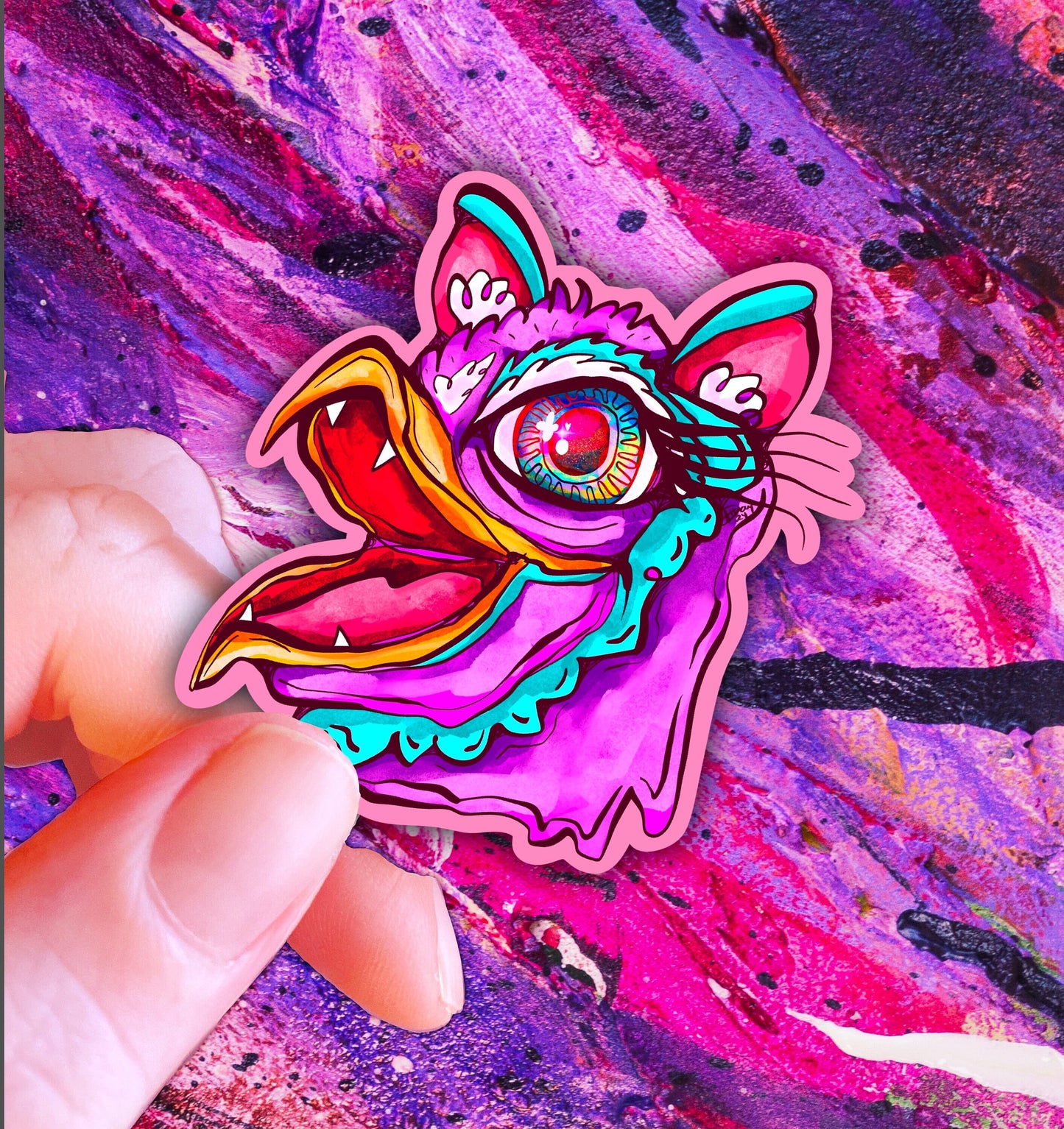 Weird Birb Sticker | Furby Inspired Nostalgia Art | Holographic Vinyl Decal