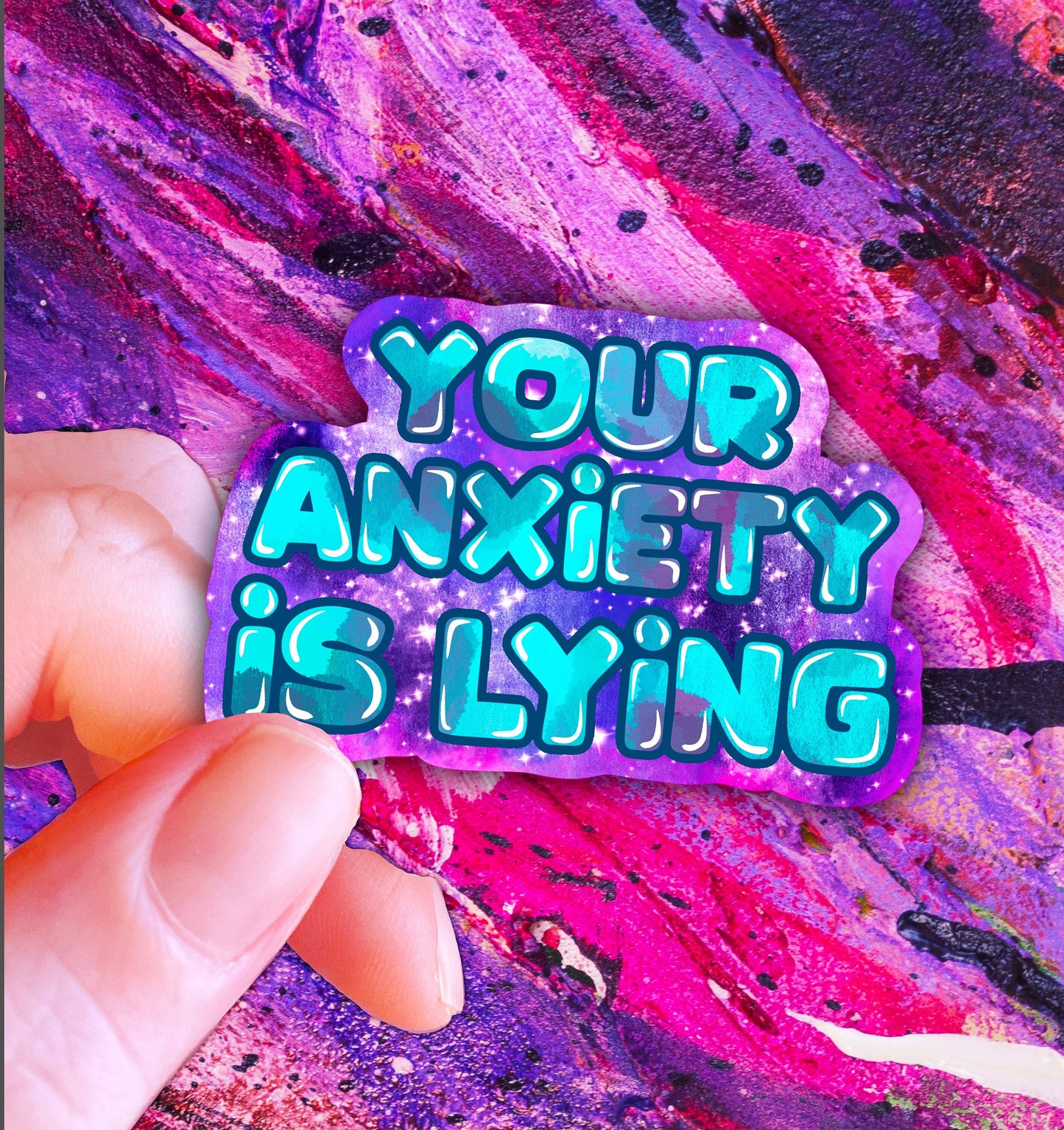 Anxiety is Lying Sticker: Hand-Drawn Mental Health Vinyl Sticker